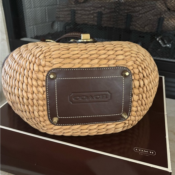 Coach Brown and Tan Leather Trim Tote - Picture 3 of 7